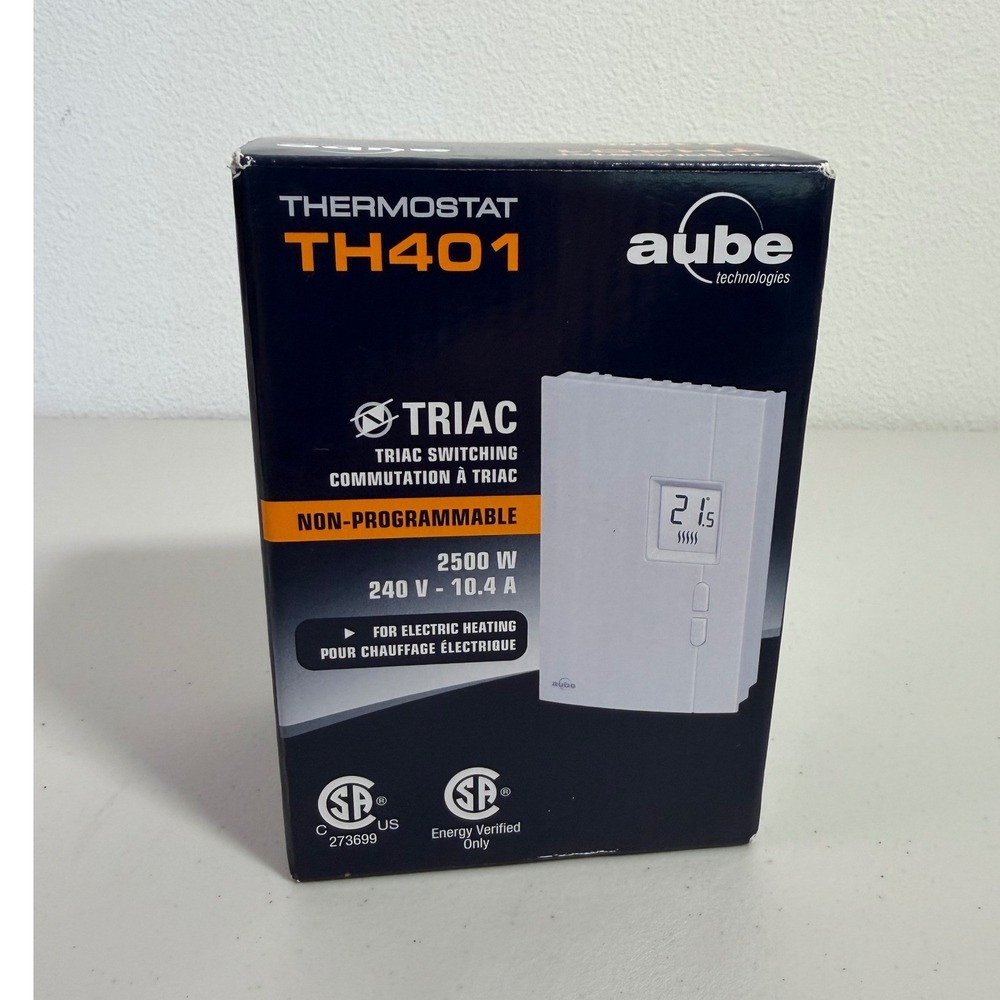 Aube TH401 Thermostat Electric Heating 240V 2500W White Non-Programmable Silent